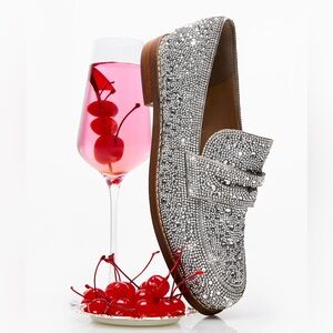 Betsey Johnson Silver Loafers